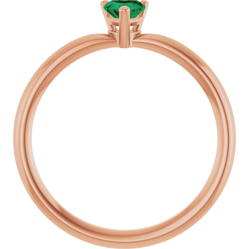 Heart Solitaire Ring - Emerald|Material:14K Rose Gold