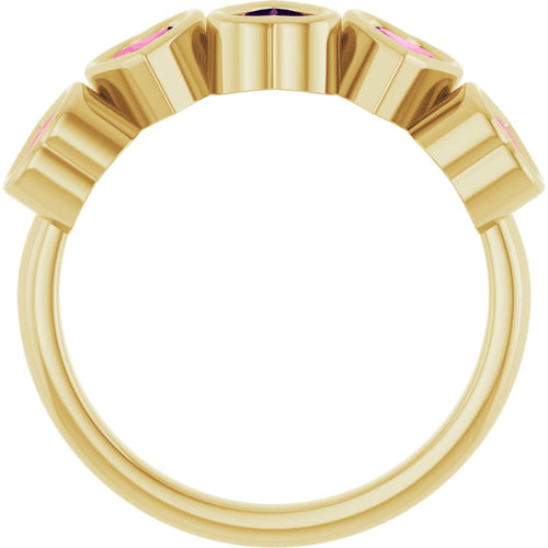 Heart Gemstone Ring - Tourmaline|Material:14K Yellow Gold