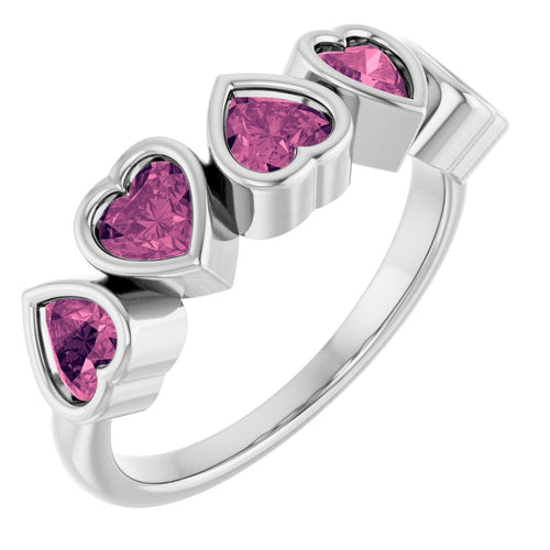 Heart Gemstone Ring - Tourmaline|Material:Platinum