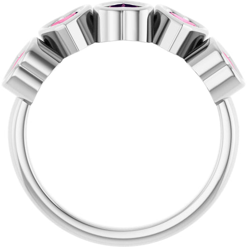 Heart Gemstone Ring - Tourmaline|Material:14K White Gold