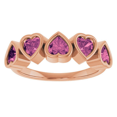 Heart Gemstone Ring - Tourmaline|Material:14K Rose Gold