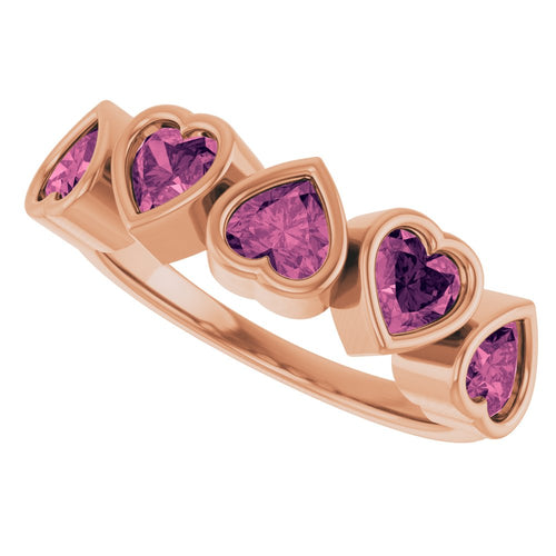 Heart Gemstone Ring - Tourmaline|Material:14K Rose Gold