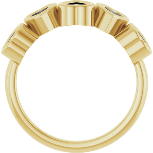 Heart Gemstone Ring - Onyx|Material:14K Yellow Gold