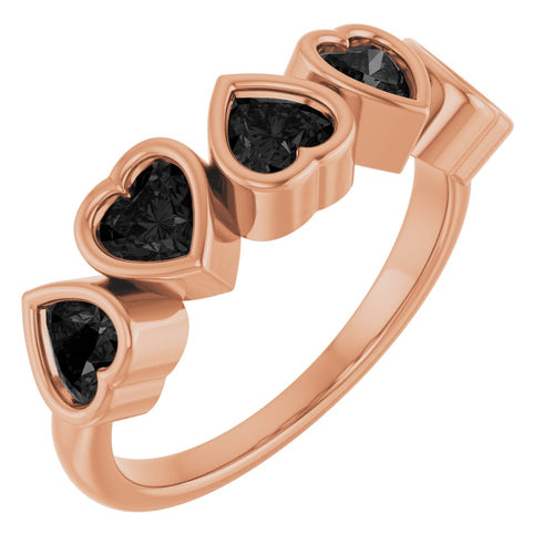 Heart Gemstone Ring - Onyx|Material:14K Rose Gold