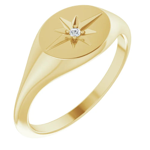 Custom Gold Starburst Engraveable Ring