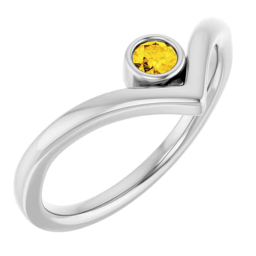 Custom Dainty V Gemstone Ring