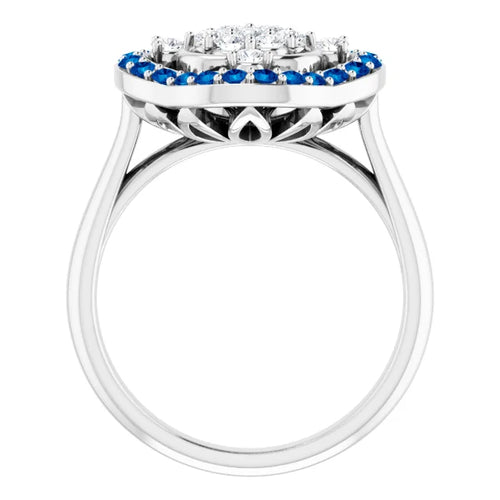 Custom Diamond and Sapphire Pave Ring