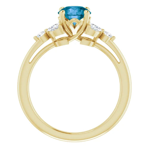 Custom Nature Inspired Diamond 6.5 MM Round Ring