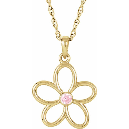 Gold Flower Pendant Necklace - Tourmaline