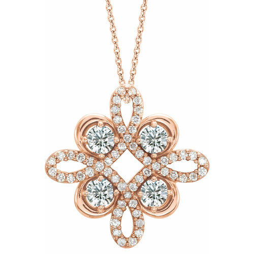Diamond Gemstone Clover Pendant Necklace