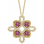 Diamond Gemstone Clover Pendant Necklace - Tourmaline