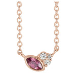 Four Stone Diamond and Pink Tourmaline Necklace