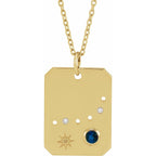 Zodiac Constellation Square Pendant Necklace - Capricorn Diamond and Sapphire