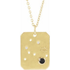 Zodiac Constellation Square Pendant Necklace - Aquarius Diamond and Spinel