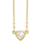 14K Gold Natural Diamond Heart Necklace|Material:14K Yellow Gold