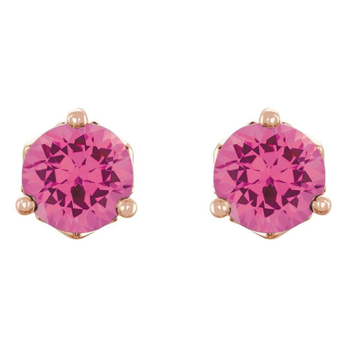 4 MM Round Earrings - Pink Spinel