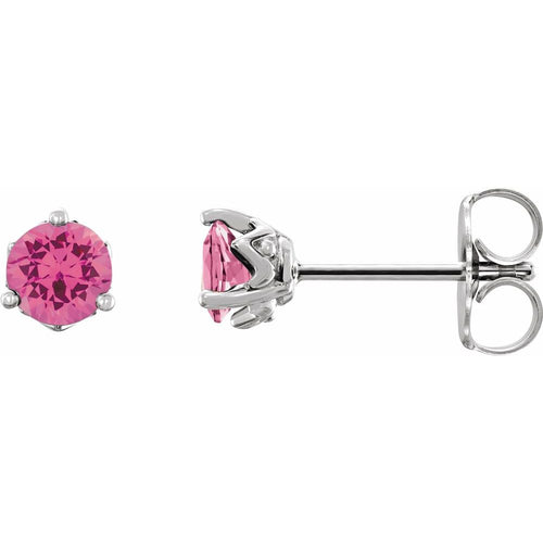 4 MM Round Earrings - Pink Spinel