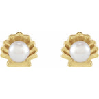 Pearl Shell Earrings|Material:14K Yellow Gold