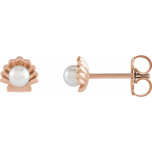 Pearl Shell Earrings|Material:14K Rose Gold