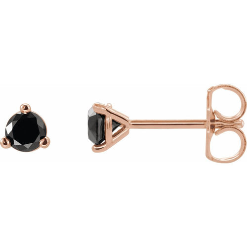 Black Diamond Earrings|Material:14K Rose Gold