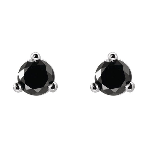 Black Diamond Earrings|Material:14K White Gold