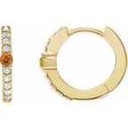 Citrine and Diamond Huggie Earrings|Material:14K Yellow Gold