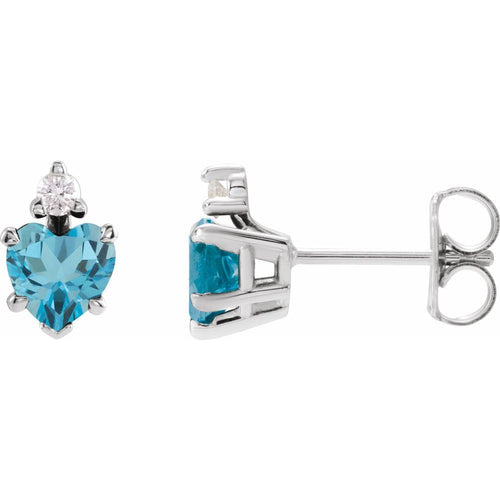 November Topaz and Diamond Heart Cut Earrings|Material:Platinum