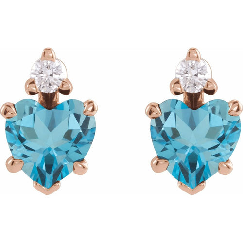 November Topaz and Diamond Heart Cut Earrings|Material:14K Rose Gold