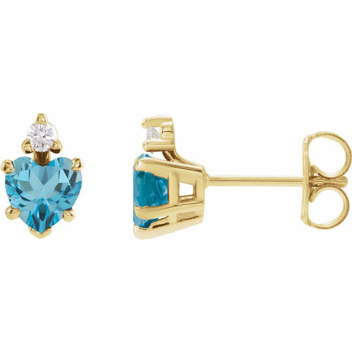 November Topaz and Diamond Heart Cut Earrings|Material:14K Yellow Gold