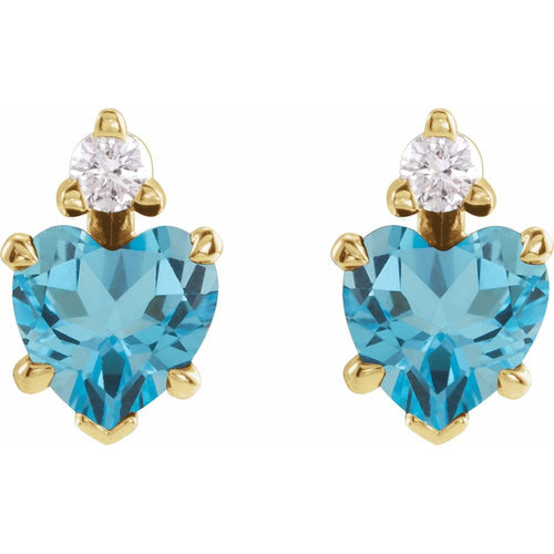 November Topaz and Diamond Heart Cut Earrings|Material:14K Yellow Gold