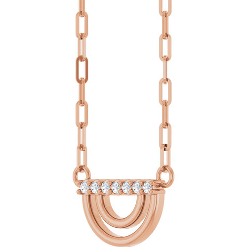natural diamond arch necklace|Material:14K Rose Gold