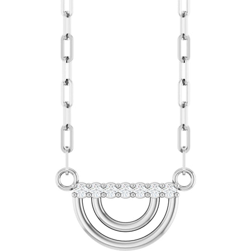 natural diamond arch necklace|Material:14K White Gold