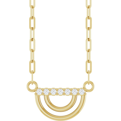 natural diamond arch necklace|Material:14K Yellow Gold