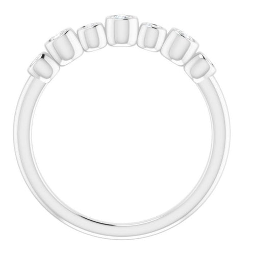 Seven Gemstone Bezel Set Ring - Diamond|Material:14K White Gold