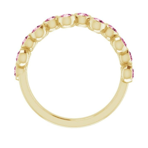 Pink Tourmaline Cluster Ring|Material:14K Yellow Gold