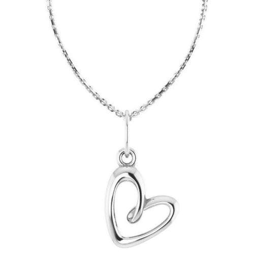 14K Gold Asymmetrical Heart Necklace|Material:14K White Gold