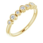 Seven Gemstone Bezel Set Ring - Diamond|Material:14K Yellow Gold