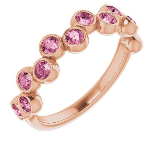 Pink Tourmaline Cluster Ring|Material:14K Rose Gold