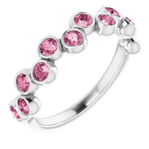 Pink Tourmaline Cluster Ring|Material:Platinum
