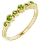 Seven Gemstone Bezel Set Ring - Peridot|Material:14K Yellow Gold