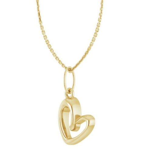 14K Gold Asymmetrical Heart Necklace|Material:14K Yellow Gold