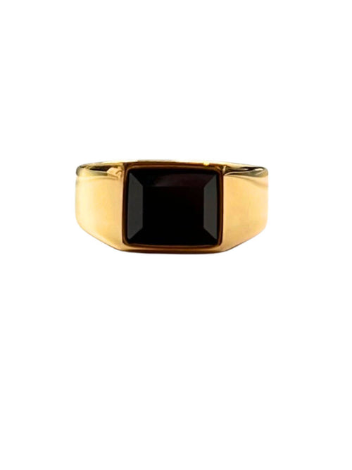 Front view of the Black Onyx Signet Ring