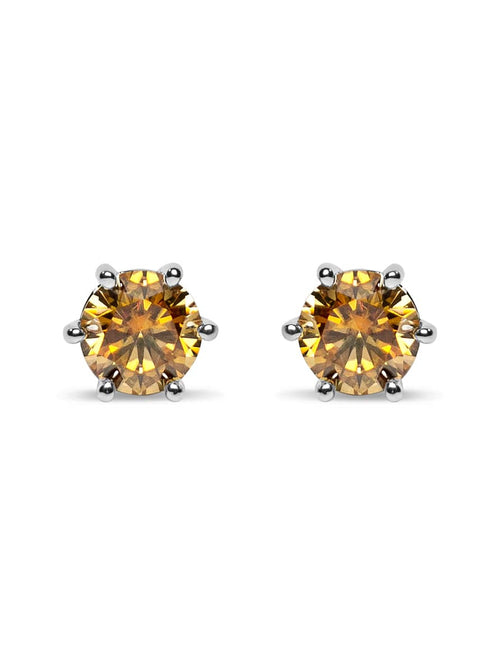 Front view of the colorful moissanite earrings in canary yellow|Color:Yellow