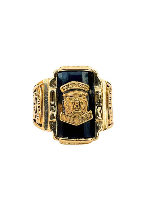 Front view of the golden lion ring