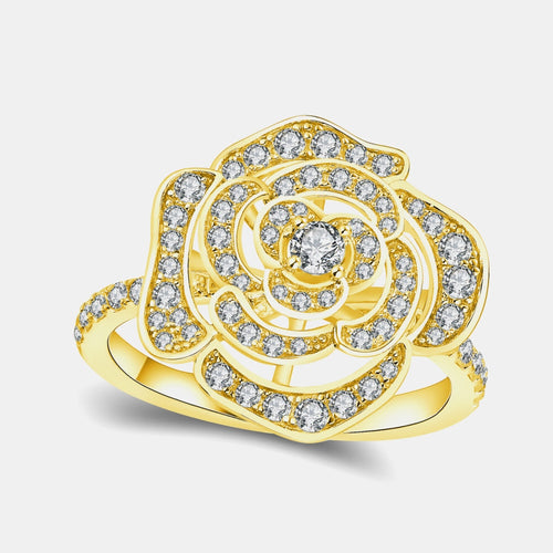moissanite flower ring|Color:Gold