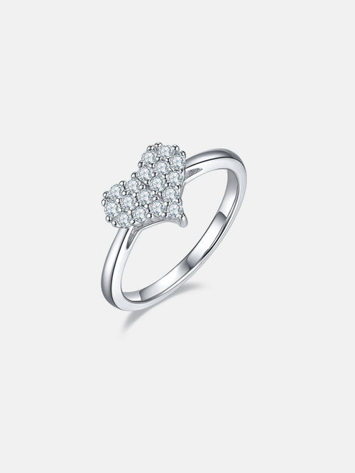 overhead view of the moissanite heart ring