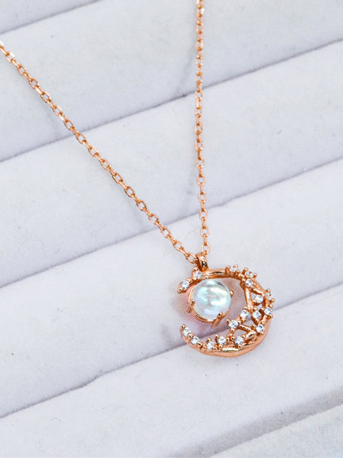 moonstone crescent moon necklace