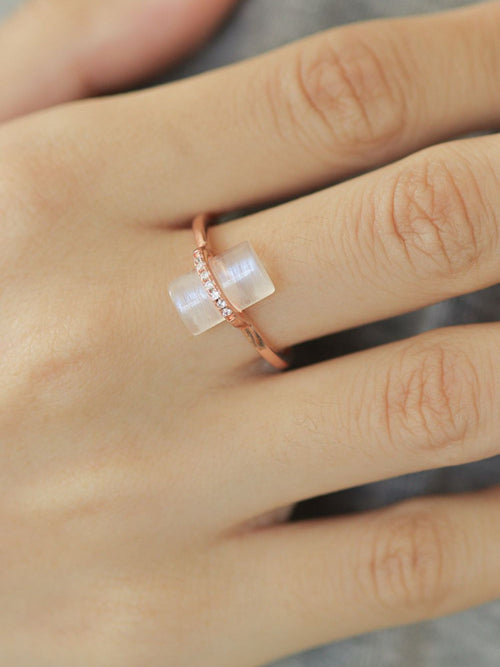 moonstone glow ring|Color:Rose Gold