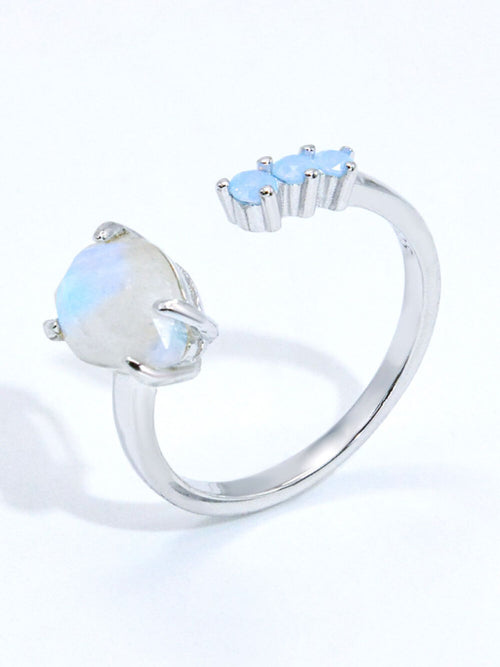 moonstone open ring|Color:Platinum