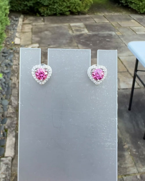 the pink moissanite heart earrings